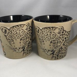 Set of 2 Leopard Blue Harbor Mugs 16oz